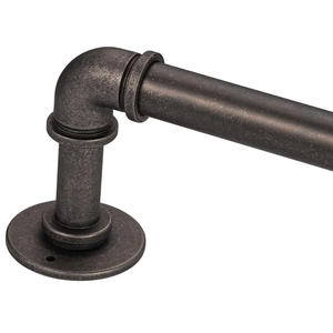 Industrial Curtain Rods for Windows 18 to 88 Inch, 1 Inch Diameter Adjustable Blackout Heavy Duty wrap around metal easy install lightweight Drapery Rods with Aluminium Finials, Cobalt Silver