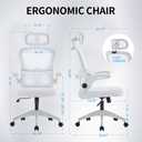 Vigosit Ergonomic Mesh Office Chair, 400 lbs Capacity, High Back Desk Chair with Adjustable Lumbar Support, 3D Headrest, Flip-Up Armrests, and PU Wheels for Long Workdays and Home Office (White)