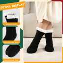 2 x Womens Warm Slipper Socks Winter Knit Fuzzy Cozy Thick Fleece Lined Socks with Grippers Thermal Home Socks (Black)