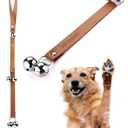 Leather Dog Doorbells for Door Knob, Adjustable Brass Potty Training Bells for Puppy to Go Outside, Easy Dog Door Bell for Potty Training