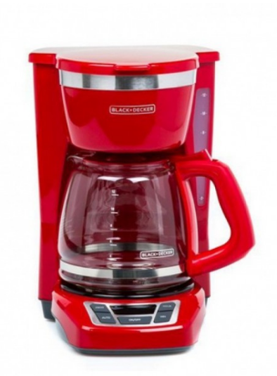 BLACK+DECKER 12-Cup Digital Coffee Maker, Programmable, Washable Basket Filter, Sneak-A-Cup, Auto Brew, Water Window, Keep Hot Plate, Red