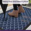 DEXI Front Door Mat Outside Entrance, 17x29 Entryway Rubber Back Doormat Heavy Duty, Non Slip Low Profile Welcome Entry Mats for Inside House Floor Exterior Patio, Floral Blue