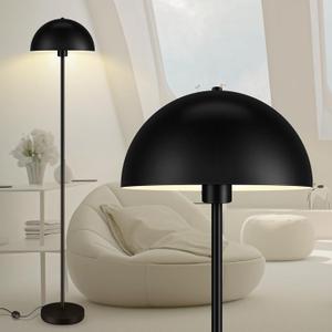 Floor Lamp, Industrial Black Floor Lamps for Living Room, 65.6in Standing Lamp, Retro Mushroom Dome Shade, Whole Metal, E26 Socket, Mid Century Modern Floor Lamp for Bedroom/Office,No Bulb
