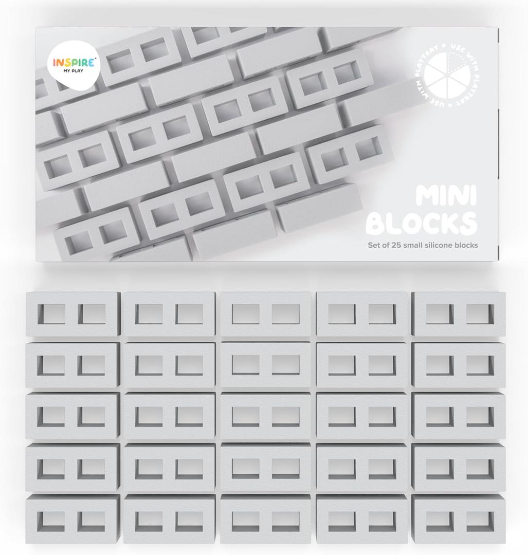 25 x Mini Blocks for Kids Construction | Silicone Tiny Bricks for Play | Kids Blocks For Small World Play | Sensory Play Small World Toys | Suitable for 2 years Plus | Tuff Tray Accessories