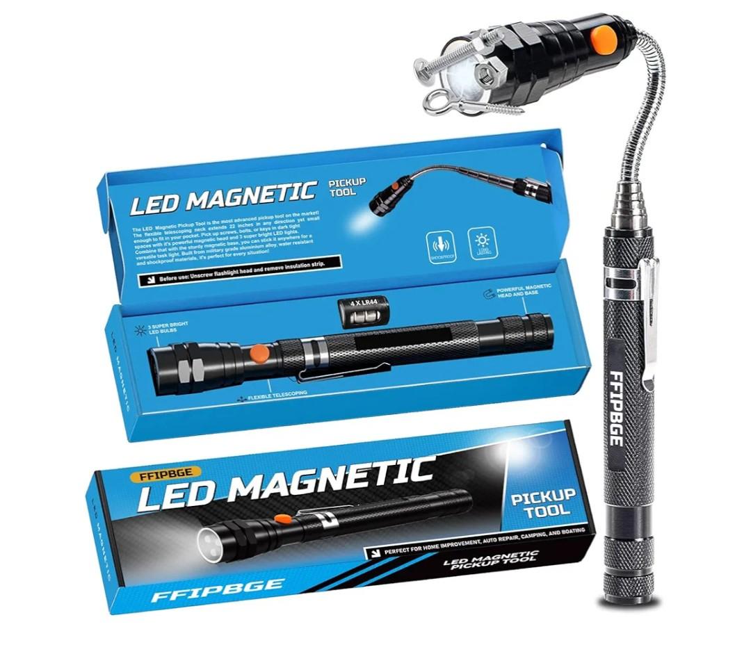 Telescoping Magnet Pickup Tool with 3 LED Magnetic Flashlight, Gifts for Men, Him, Adults, Cool Gadgets Birthday Gifts for Men, Dad, Husband, Boyfriend
