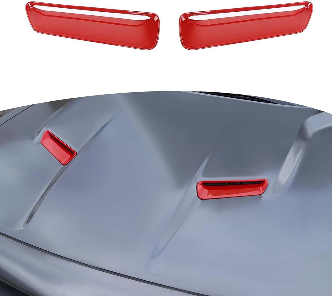 RT-TCZ for Challenger Hood Scoop Insert Vents Cover Trim Red for Dodge Challenger 2015-2023 Red Exterior Accessories 2 Pack