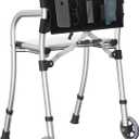Narrow Walkers for Seniors, Folding Standard Walker with Seat, Lightweight Aluminum Mobility Rolling Walker for Seniors and Adults, Compact Travel Walker Height Adjustable, Supports 350 lbsOnly 8LBS