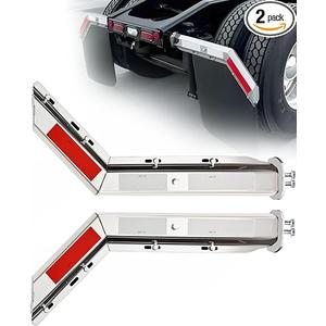 1 1/8" Angled Stainless Mud Flap Hangers for Semi Trucks Mudflap Hangers for Semi Mud Flaps Holder Mount with Reflective Strip Sticker 30" Length