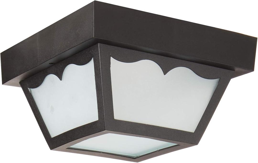 Nuvo SF77/863 Poly Frame Carport Flush Mount with Frosted Acrylic Panels, Black, Small