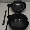 Vivimee Unbreakable Japanese Style Ramen Bowl Set of 2, 37oz Black Large Matte Melamine Bowls and Spoons Set with Chopsticks & Saucers for Pho Thai Miso Udon Soup Noodles or Asian Food