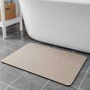 Bath Mat 24x17 - Diatomaceous Earth Bath Mat Quick Dry Absorbing Bathroom Rugs Rubber Non Slip Thin Bathroom Mat Fit Under Door, Taupe