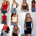 Chifeey Womens Sexy Crop Top Summer 2025 Square Neck Sleeveless Double Layer Going Out Tank Tops (White, M)