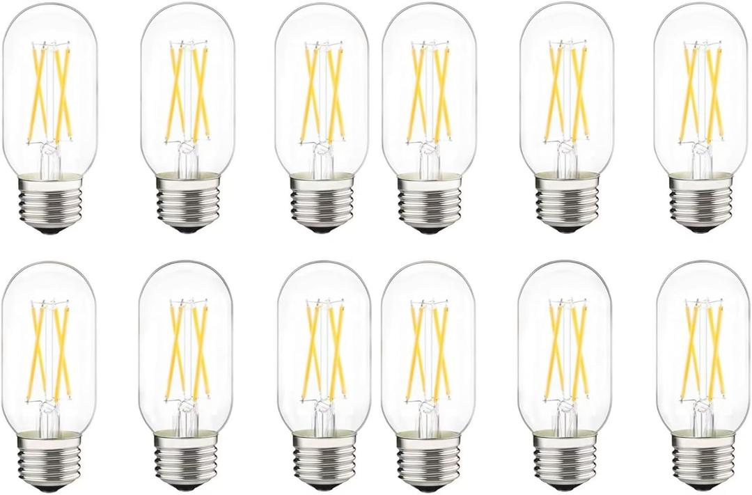 Dimmable LED Tubular Bulb 6W,E26 Clear Edison Bulb,60W Equivalent 600 Lumens, Antique Edison Style LED Filament Light Bulbs,Daylight White 5000K Pack of 12