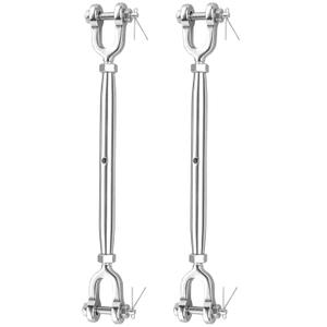 2PCS Turnbuckle, 3/8" (M10) 304 Stainless Steel Turnbuckle, 3200lbs Working Load Limit, Closed Body Jaw and Jaw Turnbuckles for Cables Wire Tensioning, Shade Sail, Clothesline, String Lights