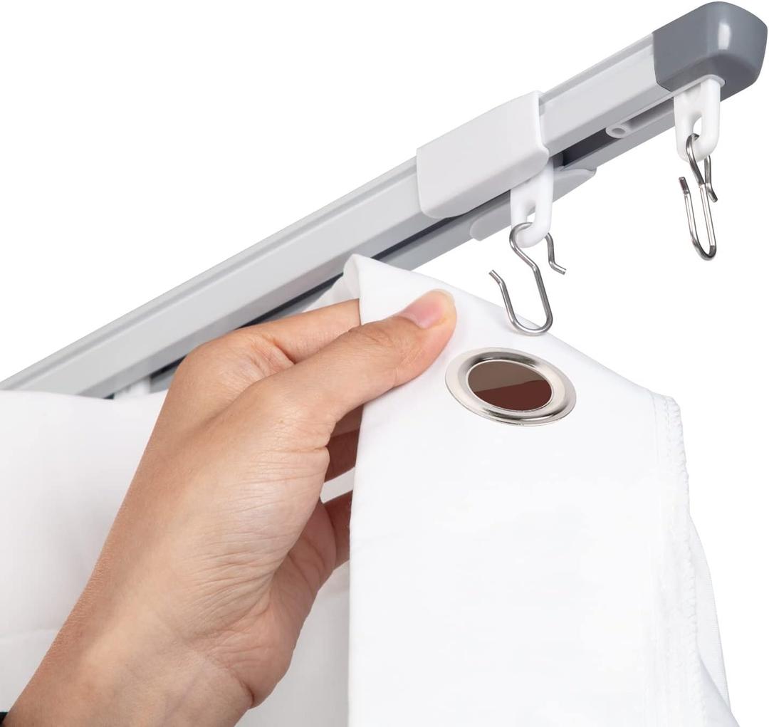 ACMEART Ceiling Curtain Track,Retractable Ceiling Track for Curtains,4.8-8.15ft,Room Divider Curtain Rod,Ceiling Rails Set with Silent Rollers and Hooks for Living room/Bedroom/Shower/RV,2 Sets