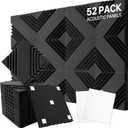 VallisCo 52 Pack Acoustic Panels 1 X 12 X 12 Inch Upgraded, Acoustic Foam Panels for Soundproofing, Noise Reduction, Soundproof Panels for Studios, Offices, and Home Theaters (1 x 12 x 12Inches)