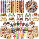 QICI 98pcs Western Cowboy Party Favors Supplies -Reusable Drinking straws Masks&Slap Bracelets Bags&Stickers Gifts for Kids Birthday Western Themed Party Favors Birthday Decorations