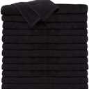 ForPro Premium 100% Cotton All-Purpose Towels, Black, Extra Soft Multi-Purpose Salon, Spa, Hotel, and Gym Towel, 16 W x 27 L, 24-Count