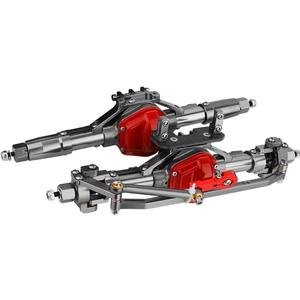 Aluminum Front Rear Complete Axle Set with Enhanced Axle Shaft for Axial SCX10 RC4WD D90 1/10 RC Crawler Upgrade Parts (Titanium Front+Rear)