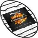 DIMESHY Roasting Rack, Black with Integrated Feet, Enamel Finished, Nonstick, fit for 13 inches oval roasting pan, safety, dishwasher, Great for Basting, Cooking, Drying, Cooling rack.(10x 6.5)