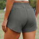 PINSPARK Athletic Shorts for Women Quick Dry Running Workout Gym Short High Waisted with Zip Pockets (Small, Dark Gray)