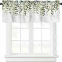 Sage Green Eucalyptus Leaves Valance for Windows Berry Branch Plant Curtains Valances Spring Short Curtains Rod Pocket Window Treatment for Kitchen Living Room Bedroom Bathroom Decor 1 Panel 54x18