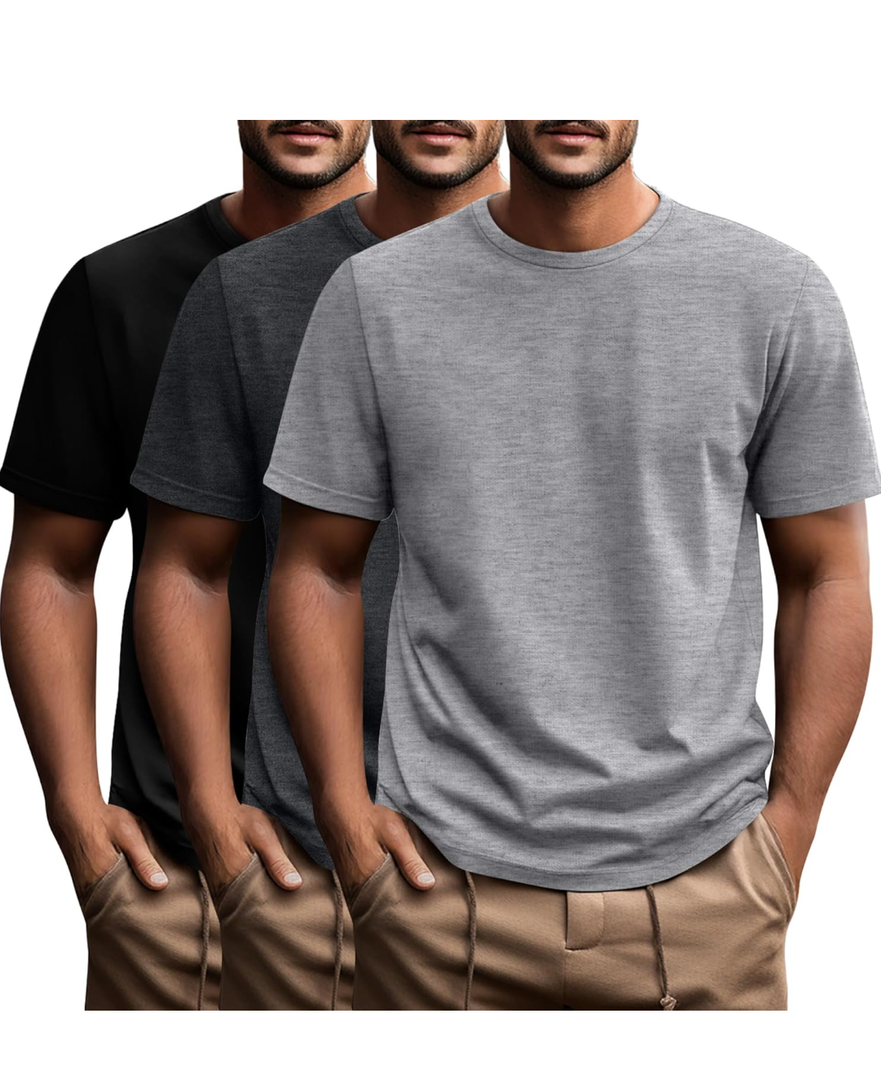 Ficerd 3 Pack Men's Big and Tall Shirts Short Sleeve Cotton Tee Crew Neck Basic Casual Top Loose Fit Summer T Shirts , 5XL
