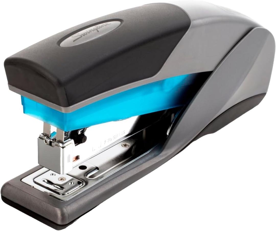 Swingline Stapler, 25 Sheet Capacity, Optima 25, Jam Free, Reduced Effort, Soft Grip, Blue and Gray (66404) (Pack of 1)