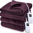 Sunbeam Royal Ultra Fleece Heated Electric Blanket King Size, 90" x 100", 12 Heat Settings, 12-Hour Selectable Auto Shut-Off, Fast Heating, Machine Washable, Warm and Cozy, Claret