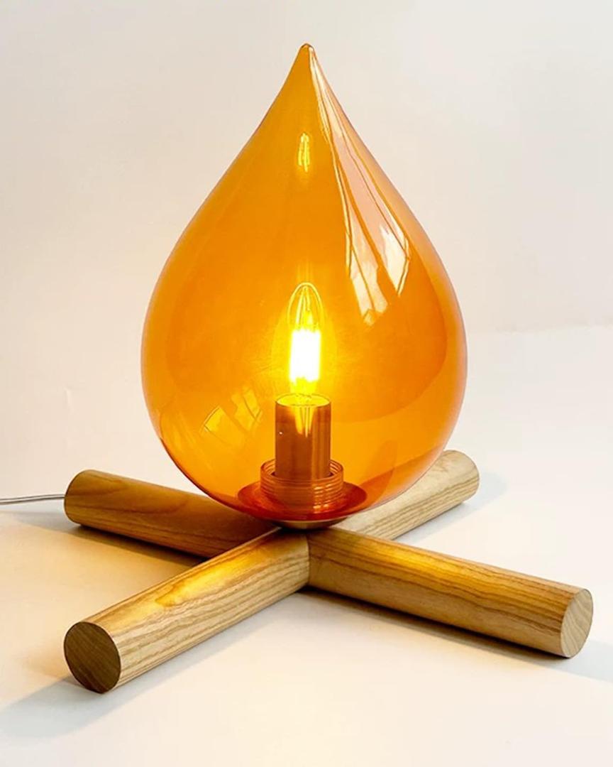 Campfire Table Lamp, Funky Lamps Cute Orange Glass Shade with Wooden Base, Unique Novelty Retro Cozy Night Light for Bedroom, Living Room, Or Cabin Decor  Warm Ambient Vintage Lighting Campfire Table Lamp, Funky Lamps Cute Orange Glass Shade with Wooden Base, Unique Novelty Retro Cozy Night Light for Bedroom, Living Room, Or Cabin Decor  Warm Ambient Vintage Lighting