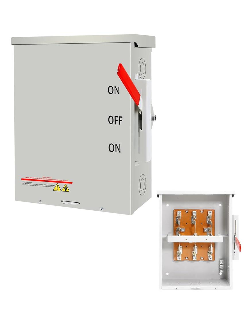200A Generator Transfer Switch, 3P 48000w General Duty Double Throw Heavy Duty Safety Switches, 120/240V Non-Fusible Disconnect Switch, NEMA-3R, Multiple Insulation Protection