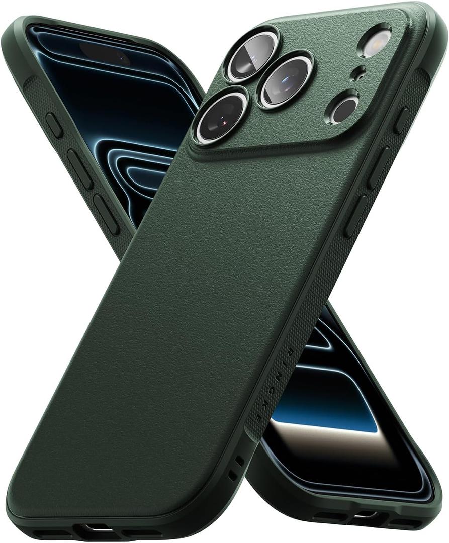 Ringke Onyx for iPhone 17 Pro Case, [Feels Good in The Hand] Oil & Dirt Resistant, Individual Lens Covers for Cameras, Non-Slip Enhanced Grip Lightweight Cover - Dark Green