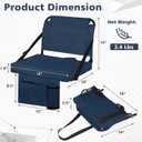 Stadium Seats for Bleachers 2 Pack w/Back Support Bleacher Seat Soft Cushion Light Weight with Shoulder Strap & Cup Holder, Front & Back Zipper Pocket, Suitable for Sports Events,Navy