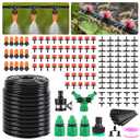 Garden Drip Irrigation Kit, 164FT Greenhouse Micro Automatic Drip Irrigation System Kit with 1/4 inch Blank Distribution Tubing Hose Adjustable Patio Misting Nozzle Emitters Sprinkler