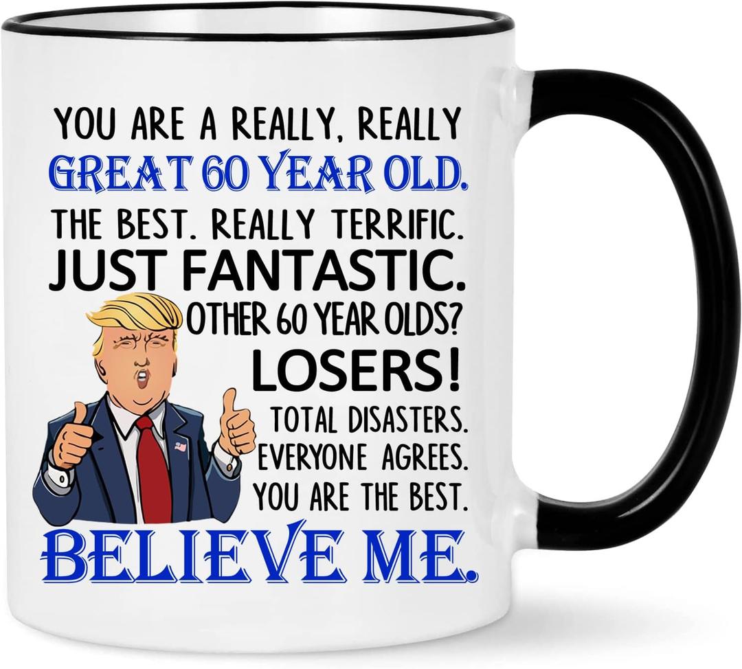 60th Birthday Gifts for Men Women, Great 60 Year Old Mug, 60th Birthday Gifts Ideas, Funny 60 Year Old Gift, 60 Birthday Gift for Men Friend Dad Grandpa 11 Ounce, Black Handle