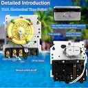T101 Mechanical Timer Switch, T101 Pool Timer, 120V 2HP SPST 40A Time Switch, 24 Hour 12 ON/Off for Pool Pump, Heavy-Duty Mechanical Time Switches, for Lights Pumps HVAC Systems, 