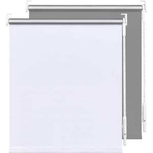 LazBlinds 100% Blackout Roller Shades, Room Darkening Blinds for Windows with Thermal Insulated UV Protection Fabric, Roll Up Blinds and Shades for Home and Office, 12 1/2" W x 48" H, White (12 1/2" W x 48" H (Fabric: 11 1/8" Width))