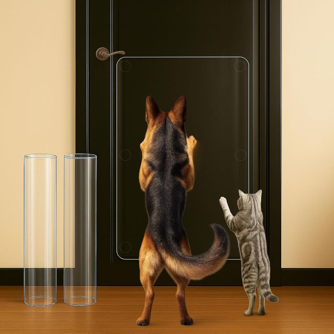 Dog Scratch Protectors for Doors 2-Pack 36 x 20 Clear Cat Scratching Guard Protection Easy Install on Wall Window Glass Screen & Sliding Doors Furniture Indoor/Outdoor
