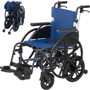 Premium Self-Propelled Wheelchair with Clean-Grip Handrims, Gear Drive for Effortless Mobility, Easy Transfer Removable Arms, Dual Brakes for Safety, Senior & Adult Transport Chair, 18" Seat