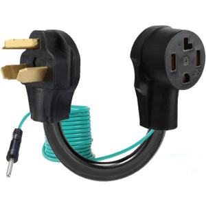 Eversimpleinc 4 to 3 Prong Dryer Adapter with Green Ground Wire - Connects New Dryer to Old Receptacle, 10-30P to 14-30R