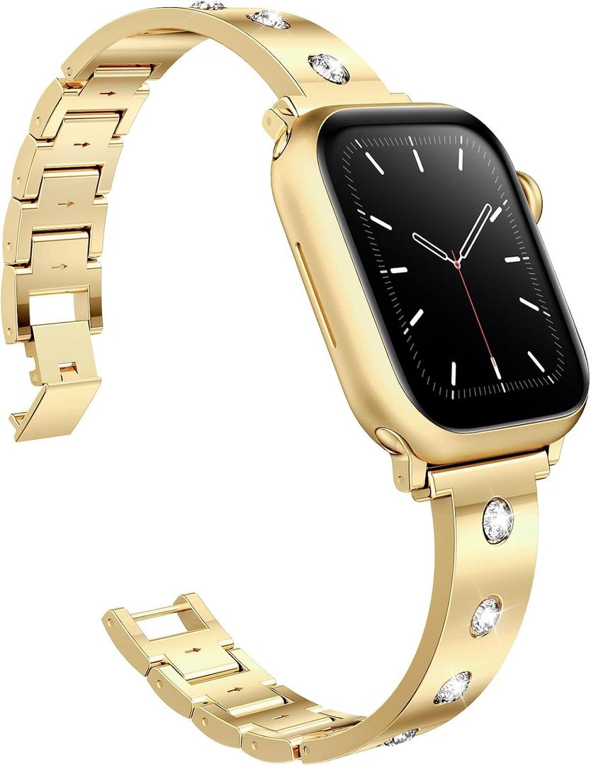 Mosonio Dressy Jewelry Bracelet Bands Compatible with Apple Watch Band 46mm 45mm 44mm 49mm 42mm 41mm 40mm 38mm for Women, Cute and Stylish Diamond Metal Strap for iWatch Series 11 10 9 8 7 6 5 4 3 2 1 SE Ultra