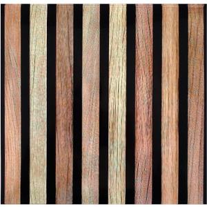 30 Pcs Faux Wood Slat Peel and Stick Wallpaper Tiles, 11.8"x11.8" Ultralight PVC Self-Adhesive Wallpaper Decals Wall Decor for Bedroom, Bathroom, Kitchen Backsplash, Farmhouse Interior