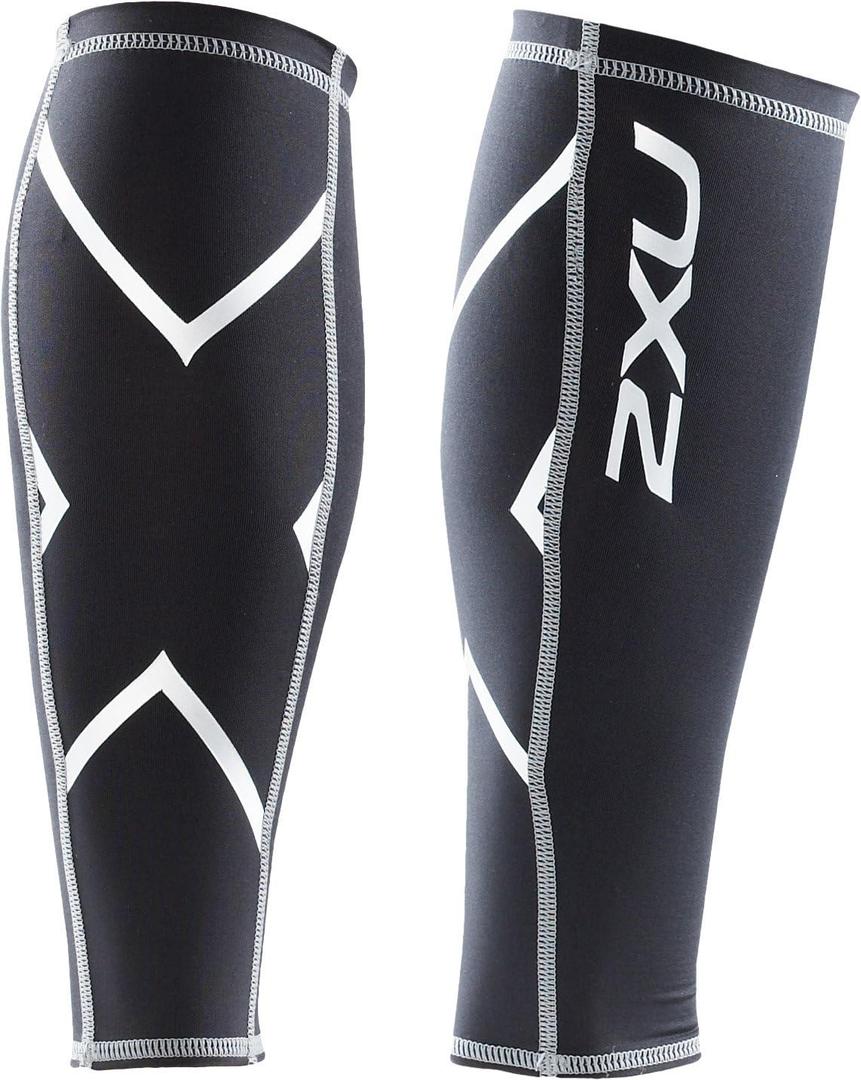 2XU Compression Calf Guards for Lower Leg Support and Recovery, Black/Black, Large