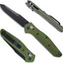940 Axis Lock Knife with Reversible Pocket Clip, 3.2" Reverse Tanto Blade, Green Aluminum Alloy Handle With Thumb Stud Open for Outdoor, Camping, EDC