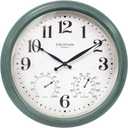 Maison in/Outdoor Clock with Thermometer, 2 in One Weather Station (Weather Thermometer/Wall Decoration) (Aged Teal, 18 inch)