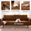 Waterproof Dual Non-Slip Couch Cover for Dogs, Fuzzy Soft Pet Couch Covers for 2 Cushion Sofa loveseat, Pet Friendly Soft Dog Bed Covers Sofa Cover Washable (Coconut, 33" x 62" 1 Pack)