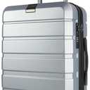 KROSER Hardside Expandable Carry On Luggage with Spinner Wheels & Built-in TSA Lock, Durable Suitcase Rolling Luggage with USB Port, Carry-On 20-Inch, Silver Grey, 93 liters