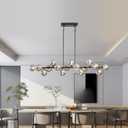 Black Chandelier for Dining Room, 55 Inch Glass Globe Sputnik Chandelier, 16 Lights