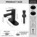 BELZ Bathroom Faucet, Single Handle Matte Black Sink Faucet for 1 or 3 Hole Installation, Modern Lead-Free Metal Vanity Faucet with Pop-Up Drain & Supply Hoses (Matte Black)
