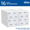 Kleenex Professional Universal Multifold Paper Towels, Bulk (01890), Absorbency Pockets, 9.2" x 9.4" Towel, White (150 Sheets/Pack, 16 Packs/Case, 2,400 Sheet Total)